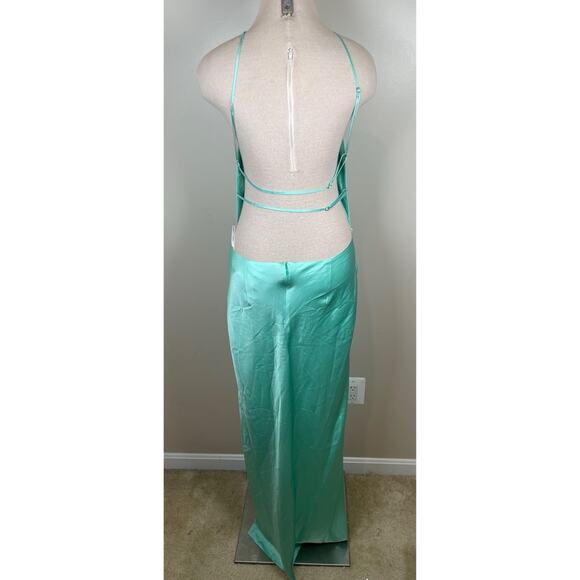 Retrofete Nyssa Halterneck High Slit Pistachio Green Maxi Dress Size Small - Picture 7 of 10